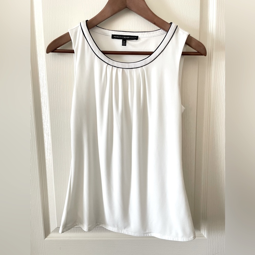 WHBM sleeveless white with black lined neckline